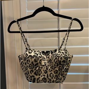 LPA - Brand New - XS - Bustier Top Gold Metallic Leopard Print